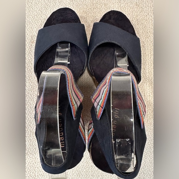 New Madden Girl Feliciti Navy Blue & Multicolor Wedge Sandals w Cork Bases~7.5 - Picture 7 of 14